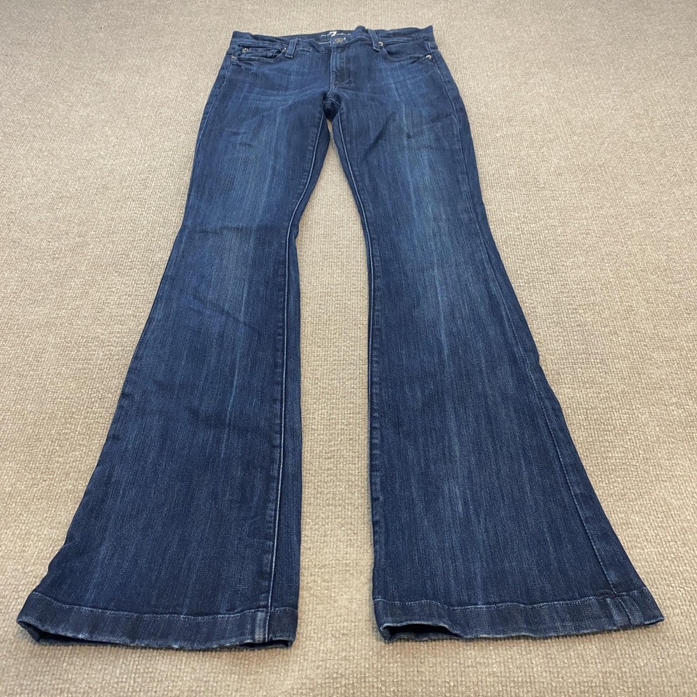 7 For All Mankind Jeans Charlize Bootcut Flare Blue Whiskered Womens 29 Y2K Boho